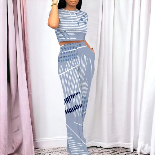 1 Piece Custom Casual Short Sleeve Two Piece Pant Set