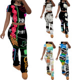 1 Piece Custom Casual Short Sleeve Two Piece Pant Set