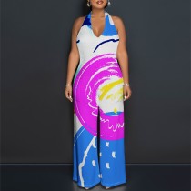 1 Piece Custom Casual Halter Sleeveless 1 Piece Jumpsuits With Pockets