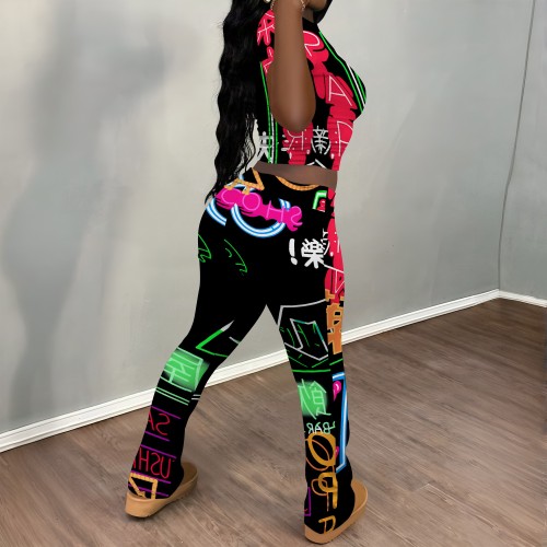 1 Piece Custom Casual Short Sleeve Two Piece Pant Set