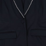 Fashion Blazer Suit Set Women's Pearl Decoration Single Button Blazer Pants Suit