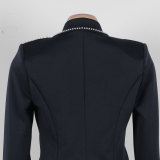 Fashion Blazer Suit Set Women's Pearl Decoration Single Button Blazer Pants Suit