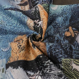 Casual Printed Oil Painting Pattern Tie Drawstring Pants Set with Multi-Pocket