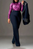 Fashion Blazer Suit Set Women's Pearl Decoration Single Button Blazer Pants Suit