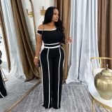 Solid Color Sleeveless Crop Top Wide-leg Pants Two-piece Set