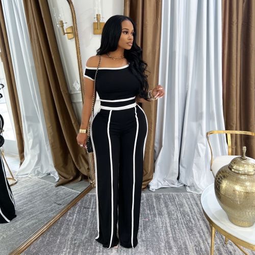 Solid Color Sleeveless Crop Top Wide-leg Pants Two-piece Set
