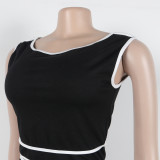 Solid Color Sleeveless Crop Top Wide-leg Pants Two-piece Set