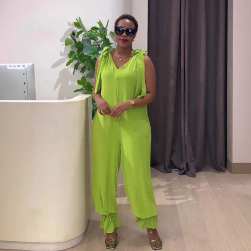 Casual Bandage Loose-fitting Sleeveless Jumpsuit
