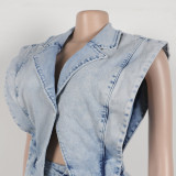 Casual Washed Loose Fly Girl Denim Romper