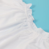 Casual Loose V Neck Lantern Sleeve Asymmetrical Hem Shirt Dress