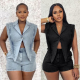Casual Washed Loose Fly Girl Denim Romper