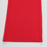 Solid Knitted Elastic Backless Bow Decor V Neck Sleeveless Two Pieces