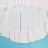 Casual Loose V Neck Lantern Sleeve Asymmetrical Hem Shirt Dress