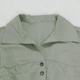 Sexy Solid Color Workwear Lantern Long Sleeve Rompers