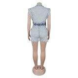 Casual Washed Loose Fly Girl Denim Romper