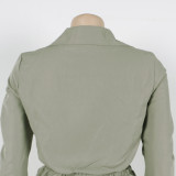Sexy Solid Color Workwear Lantern Long Sleeve Rompers