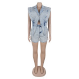 Casual Washed Loose Fly Girl Denim Romper