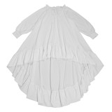 Casual Loose V Neck Lantern Sleeve Asymmetrical Hem Shirt Dress