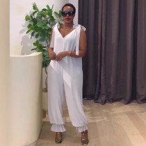Casual Bandage Loose-fitting Sleeveless Jumpsuit