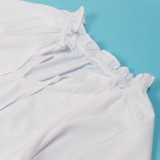 Casual Loose V Neck Lantern Sleeve Asymmetrical Hem Shirt Dress
