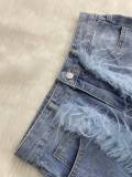 Women's Casual Straight Leg Jeans Feather-Trim Denim Baggy Stretchy Pants