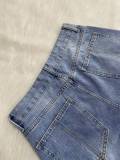 Women's Casual Straight Leg Jeans Feather-Trim Denim Baggy Stretchy Pants