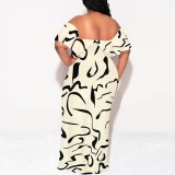 1 Piece Custom Casual Digital Printing Off Shoulder Maxi Dress