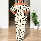 1 Piece Custom Casual Digital Printing Off Shoulder Maxi Dress