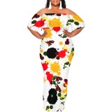 1 Piece Custom Casual Digital Printing Off Shoulder Maxi Dress