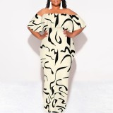 1 Piece Custom Casual Digital Printing Off Shoulder Maxi Dress
