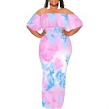 1 Piece Custom Casual Digital Printing Off Shoulder Maxi Dress