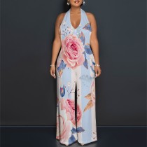 1 Piece Custom Casual Digital Printing Halter 1 Piece Jumpsuits