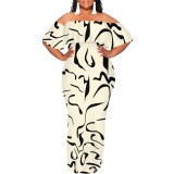 1 Piece Custom Casual Digital Printing Off Shoulder Maxi Dress