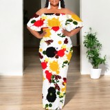 1 Piece Custom Casual Digital Printing Off Shoulder Maxi Dress