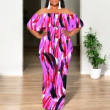 1 Piece Custom Casual Digital Printing Off Shoulder Maxi Dress