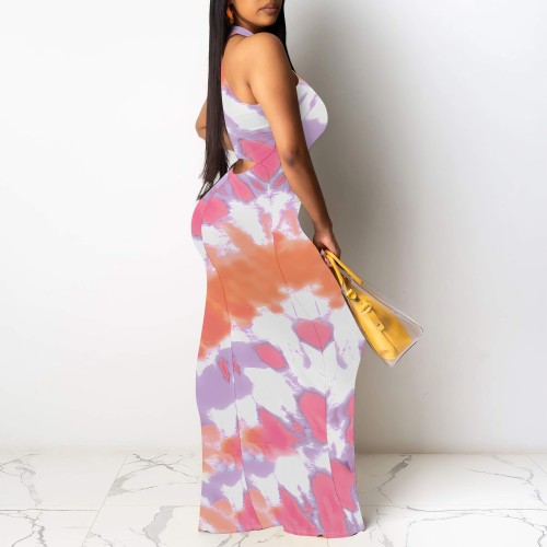 1 Piece Custom Casual Digital Printing Sleeveless Maxi Dress