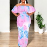 1 Piece Custom Casual Digital Printing Off Shoulder Maxi Dress