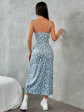Printed Knit Spaghetti Strap Split Hem Dress For Women