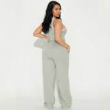 Casual Sleeveless Vest and Side Stripe Sports Trousers Two-piece Set