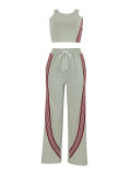 Casual Sleeveless Vest and Side Stripe Sports Trousers Two-piece Set