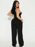 Casual Sleeveless Vest and Side Stripe Sports Trousers Two-piece Set