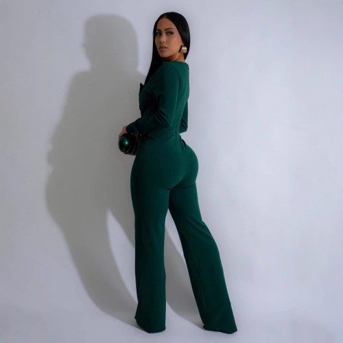 Women 2025 Summer Splicing Button Long Sleeve Sports Jumpsuits