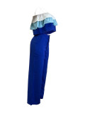 Solid Straps Wrapped Top Ruffled Top High Waist Pants Set