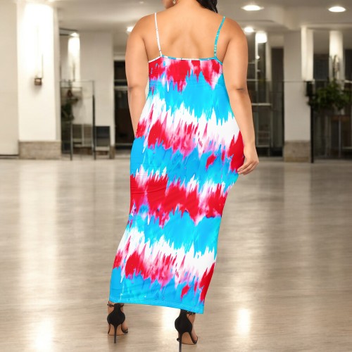 1 Piece Custom Casual Digital Printing Straps Plus Size Long Dress