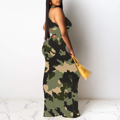 1 Piece Custom Casual Digital Printing Sleeveless Long Dresses