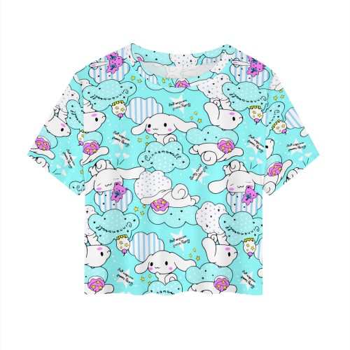 1 Piece Custom Casual Digital Printing Short Sleeve Crop Tops