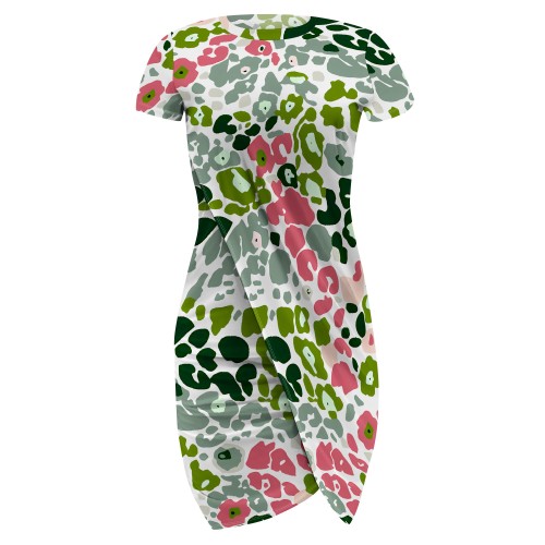 1 Piece Custom Casual Digital Printing Short Sleeve Print Slit O Neck Irregular Dresses