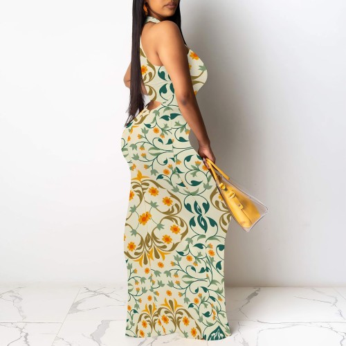 1 Piece Custom Casual Digital Printing Sleeveless Long Dresses