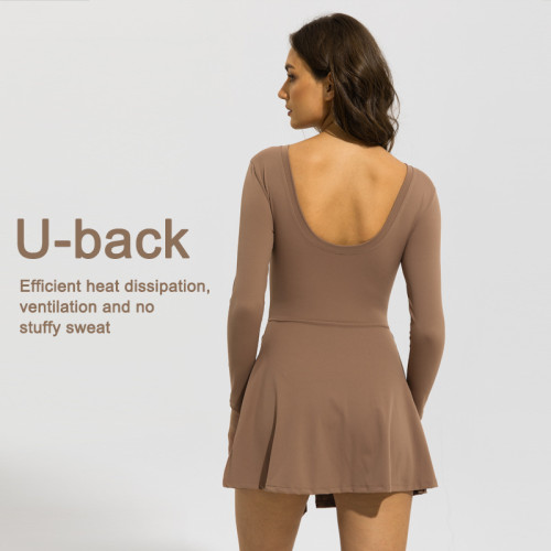 Tennis Golf Outfits Woman Athletic Dresses with Built in Shorts