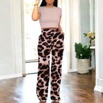 1 Piece Custom Casual Digital Printing Round Neck Two Piece Pant Set